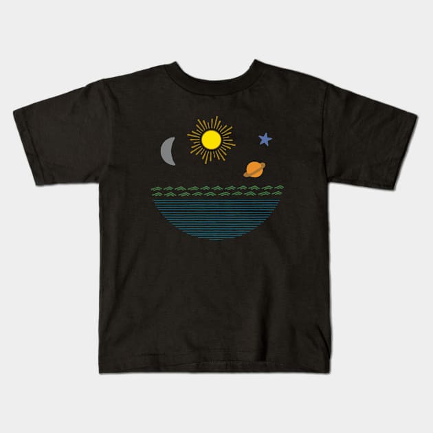 Magic In The Night Sky Kids T-Shirt by 99sunvibes